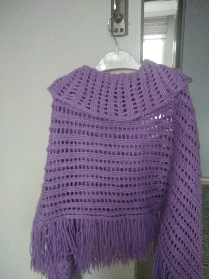 Mor Örgü Bohem Kız Çocuk Panço - Görsel 4