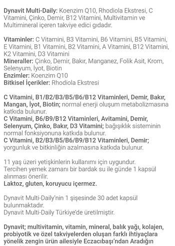 Dynavit Multi-Daily Vitamin ve Mineral Takviyesi - Görsel 6