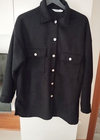 Siyah Süet Düğmeli Midi Kadın Ceket - Görsel 2