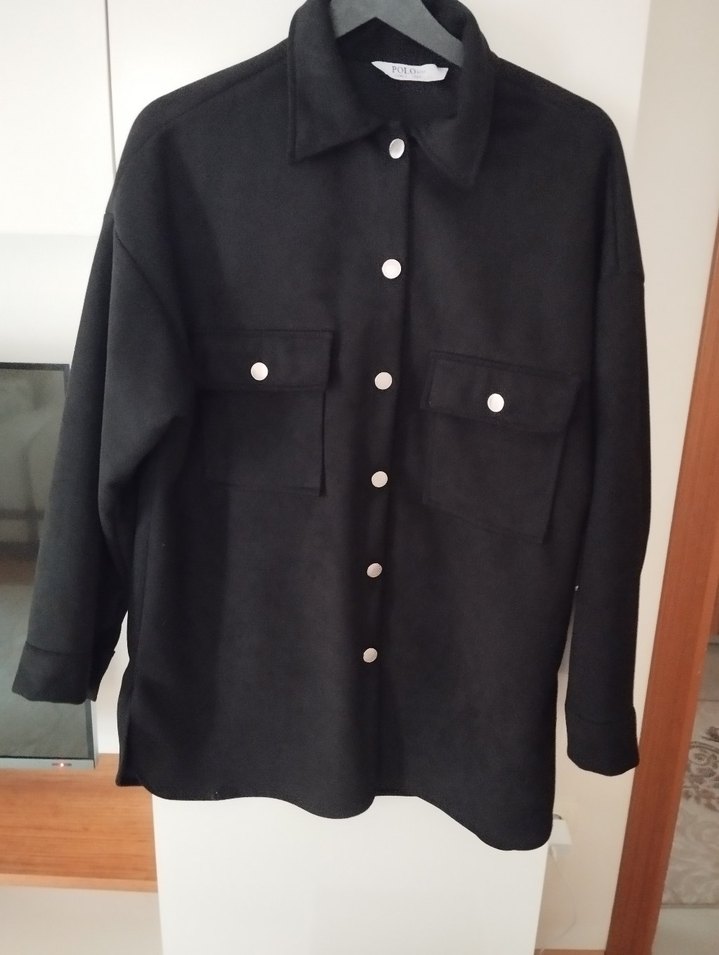 Siyah Süet Düğmeli Midi Kadın Ceket - Görsel 2