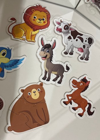 Yapboz (iki ve üç parçalı)Bebekler içn Çok Renkli Hayvan Figürlü - Görsel 4