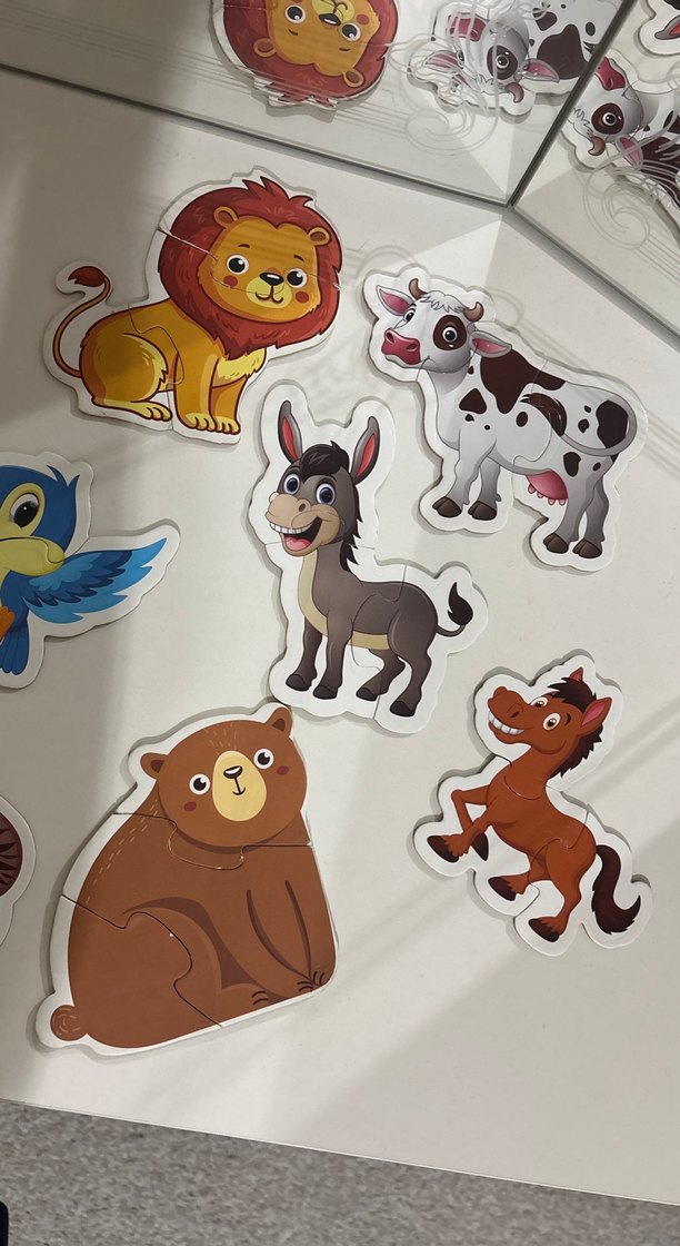 Yapboz (iki ve üç parçalı)Bebekler içn Çok Renkli Hayvan Figürlü - Görsel 4