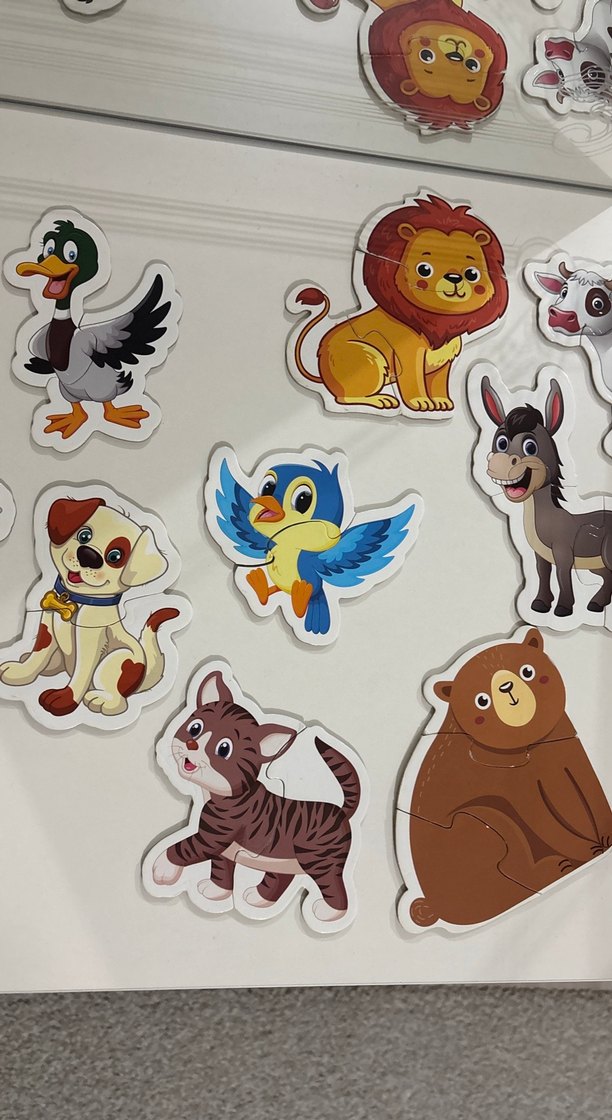 Yapboz (iki ve üç parçalı)Bebekler içn Çok Renkli Hayvan Figürlü - Görsel 3