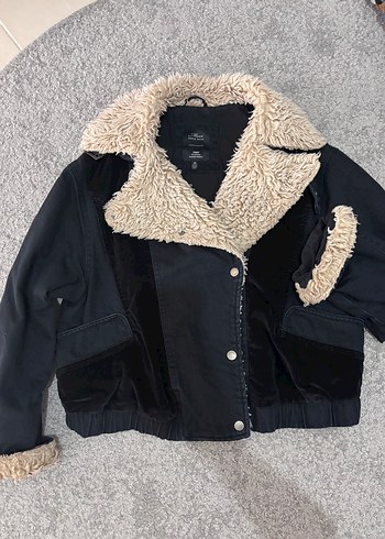 Kürklü Siyah Denim Kadın Ceket - Görsel 2