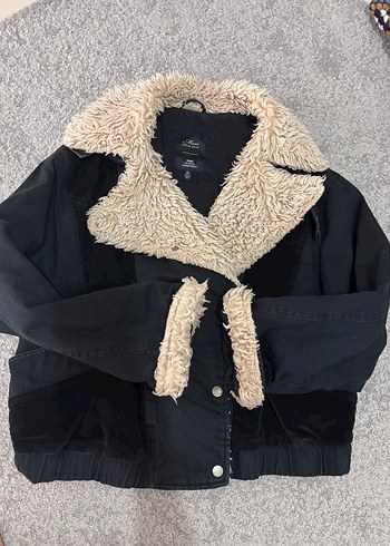 Kürklü Siyah Denim Kadın Ceket - Görsel 4