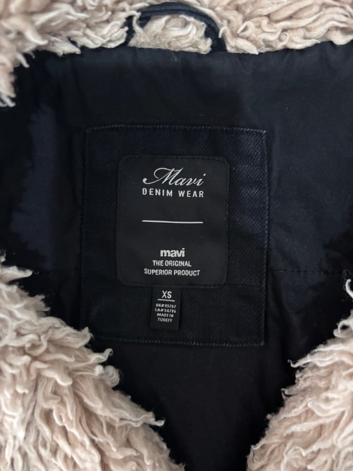 Kürklü Siyah Denim Kadın Ceket - Görsel 5