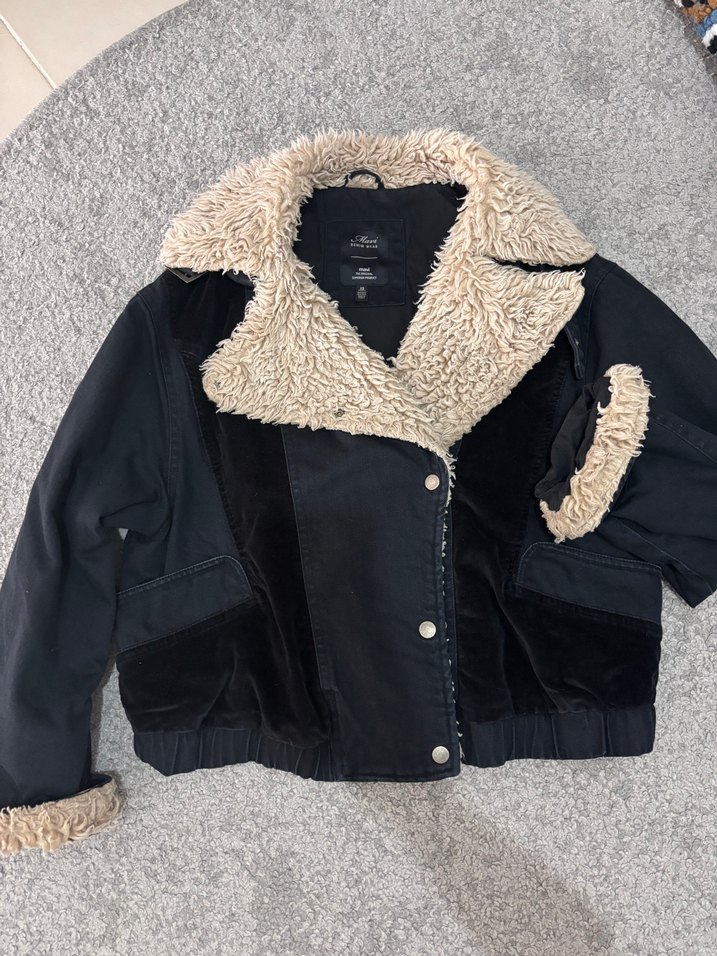 Kürklü Siyah Denim Kadın Ceket - Görsel 2