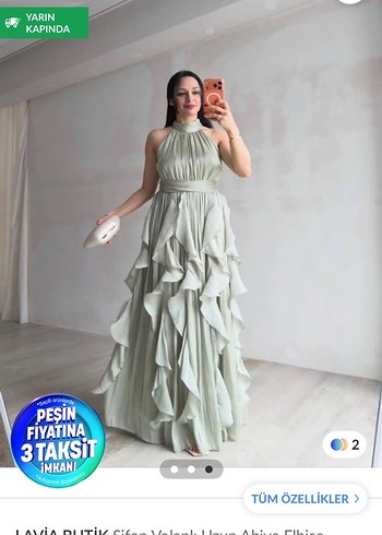 Trendyol & Milla Adacayi Yesili Volanli Maxi Elbise