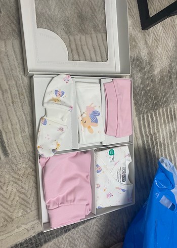 Pembe Baskılı Yenidoğan Kız Seti Velcro - Görsel 2