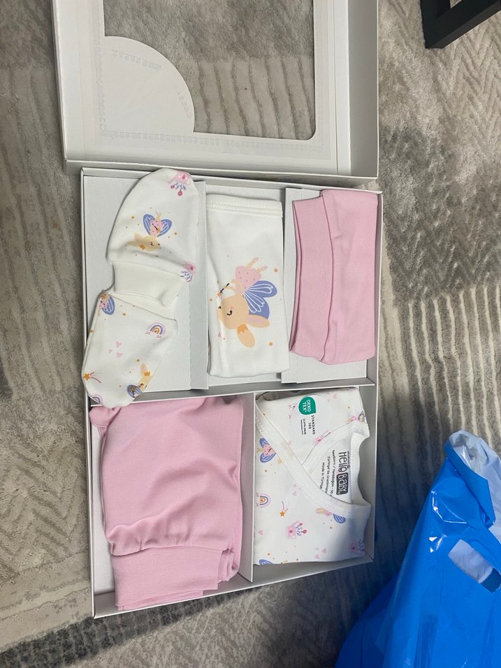 Pembe Baskılı Yenidoğan Kız Seti Velcro - Görsel 3