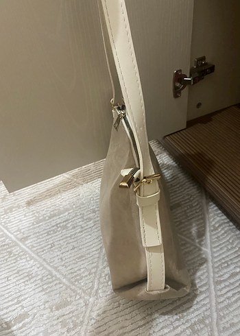 Bej Süet Kadın Omuz Çantası - Görsel 3