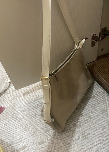 Bej Süet Kadın Omuz Çantası - Görsel 2