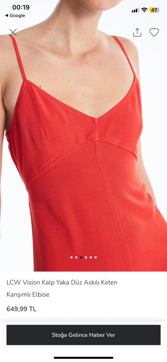 LCW Vision Kırmızı Uzun V Yaka Elbise - Görsel 2