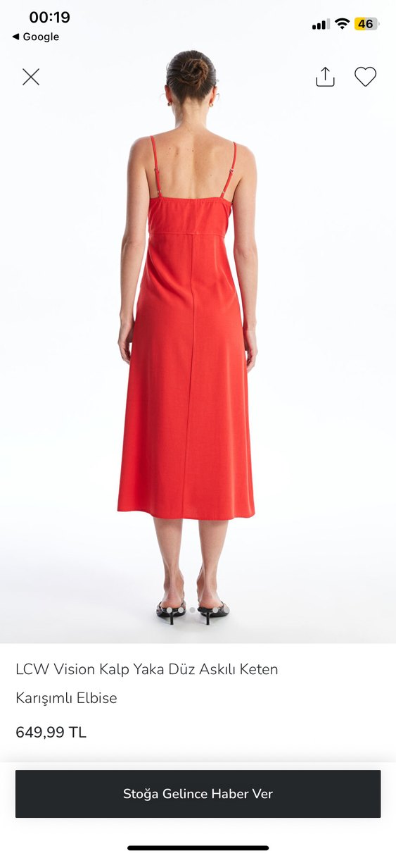 LCW Vision Kırmızı Uzun V Yaka Elbise - Görsel 3