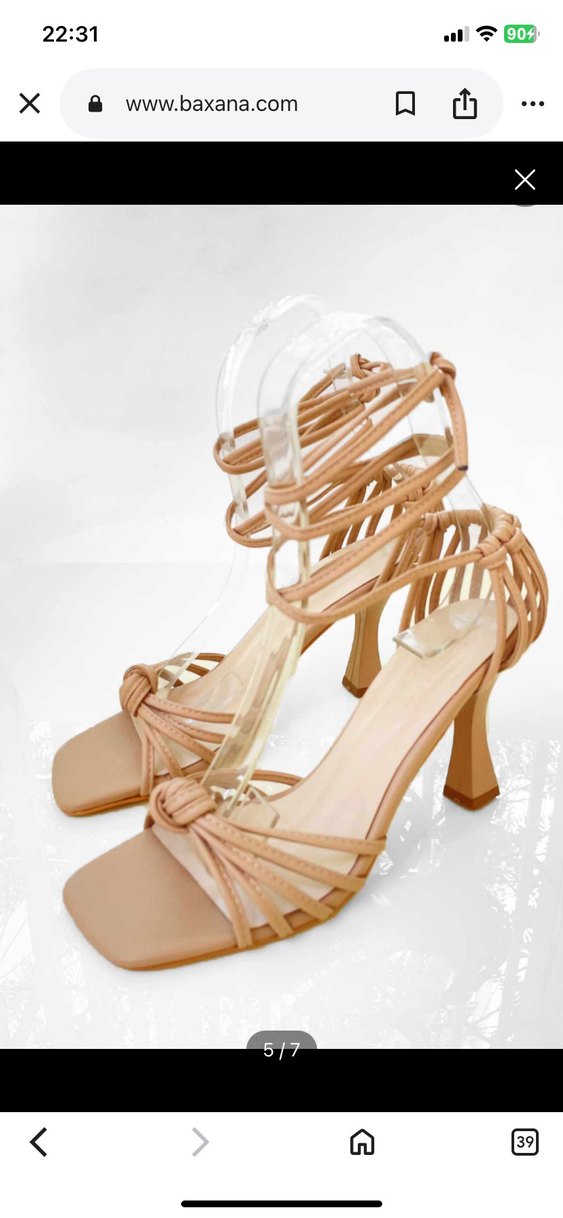 Bej Yılan Desenli Stiletto Topuklu Kadın Ayakkabı - Görsel 2