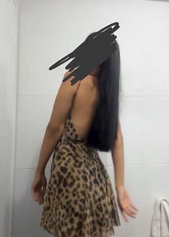 Leopar Desenli V Yaka Mini Elbise