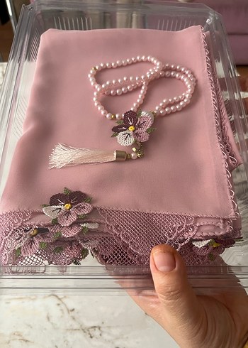 İğne oyalı mevlüt örtüsü tespih hediye - Görsel 3