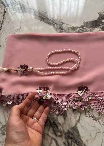 İğne oyalı mevlüt örtüsü tespih hediye - Görsel 6