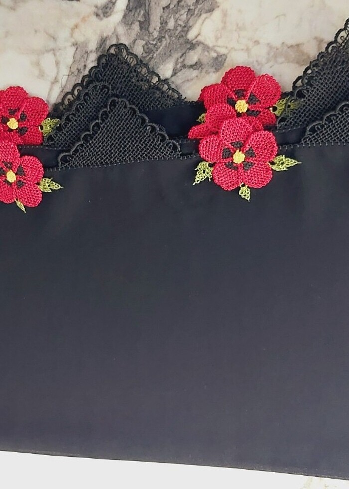 Siyah iğne oyası namaz ortusu - Görsel 2