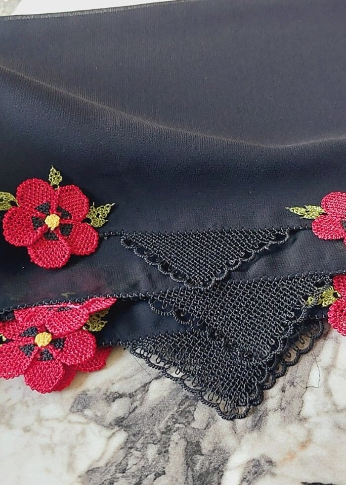 Siyah iğne oyası namaz ortusu - Görsel 4