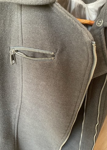 Fermuarlı Gri Kadın Kaban - Görsel 4