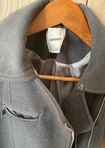 Fermuarlı Gri Kadın Kaban - Görsel 3