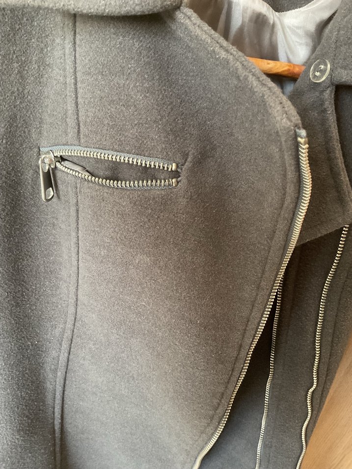 Fermuarlı Gri Kadın Kaban - Görsel 4