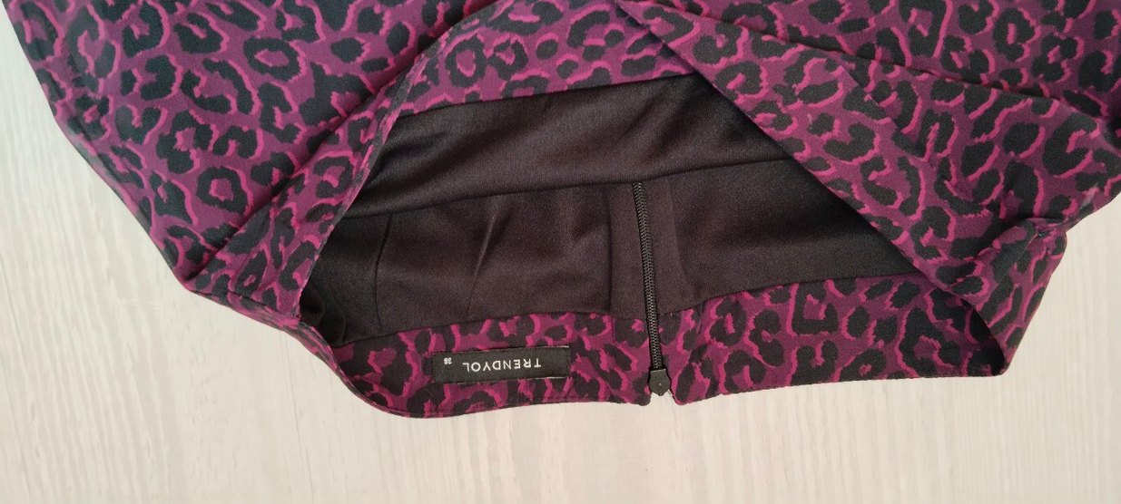 Mor Yılan Desenli Midi Mini Etek - Görsel 4