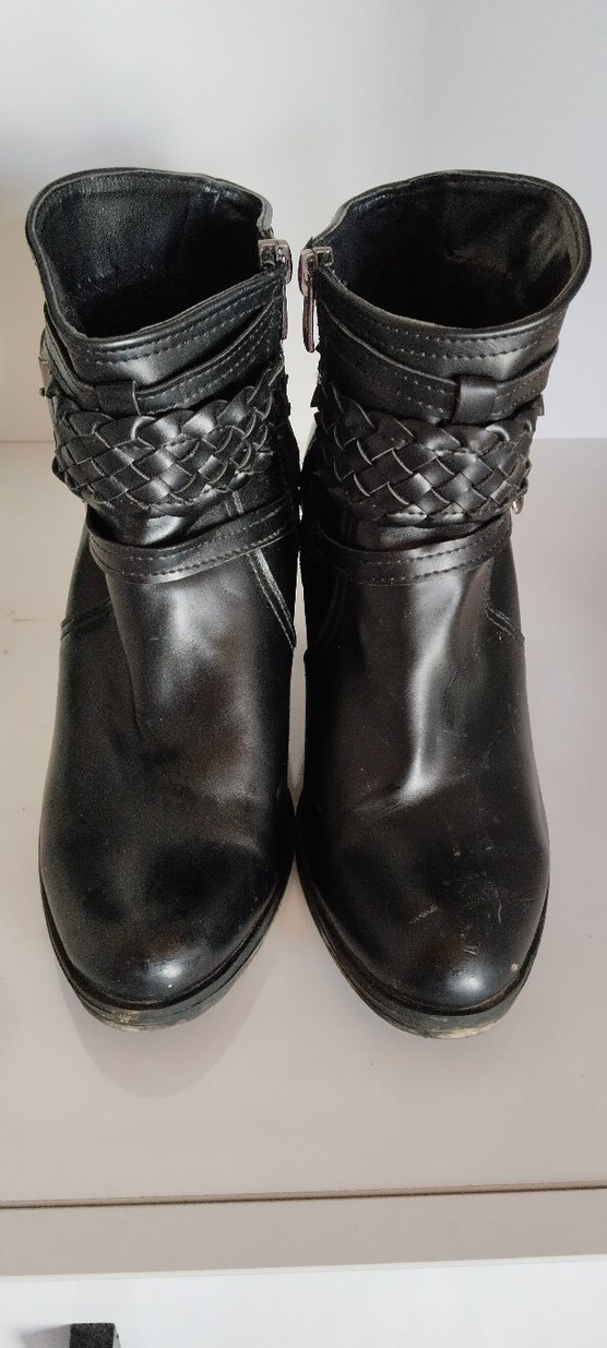 Kadın Siyah Deri Biker Botlar Tokalı - Görsel 3