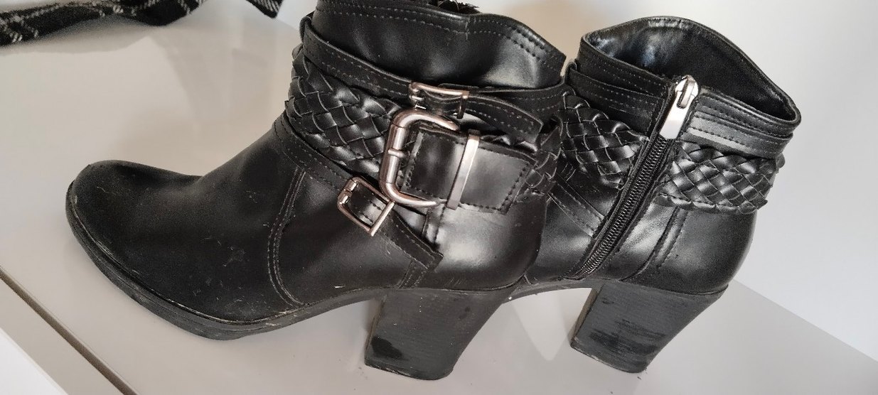 Kadın Siyah Deri Biker Botlar Tokalı - Görsel 2