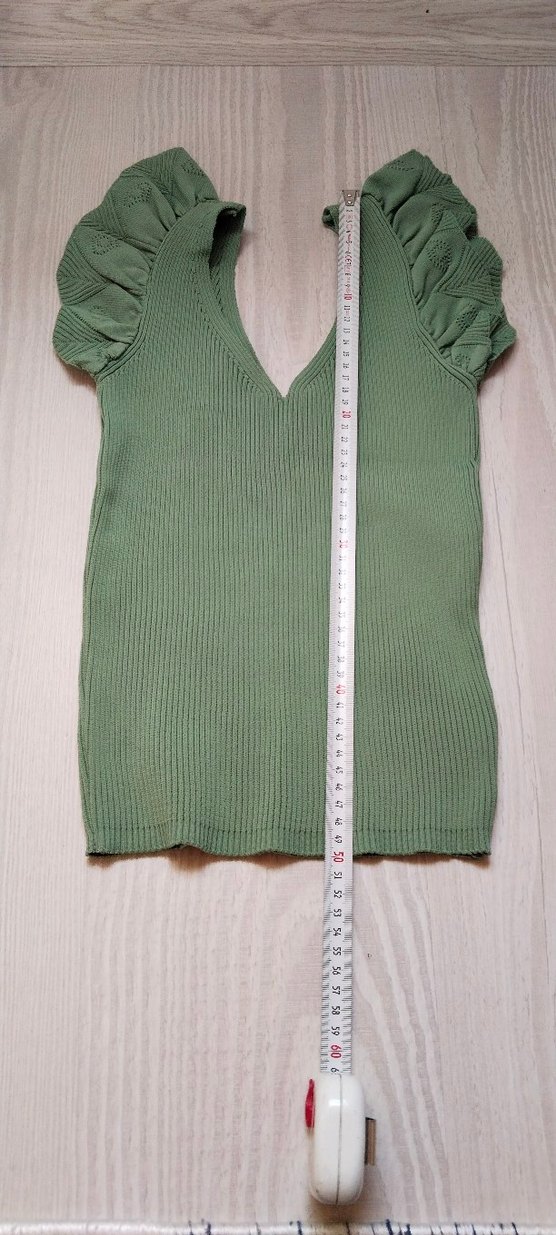 Yeşil V Yaka Kolsuz Mini Triko Bluz - Görsel 2