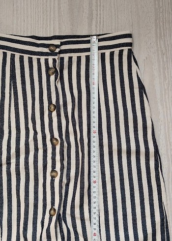 Düğmeli Çizgili Midi Kadın Etek - Görsel 6