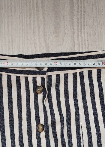 Düğmeli Çizgili Midi Kadın Etek - Görsel 5