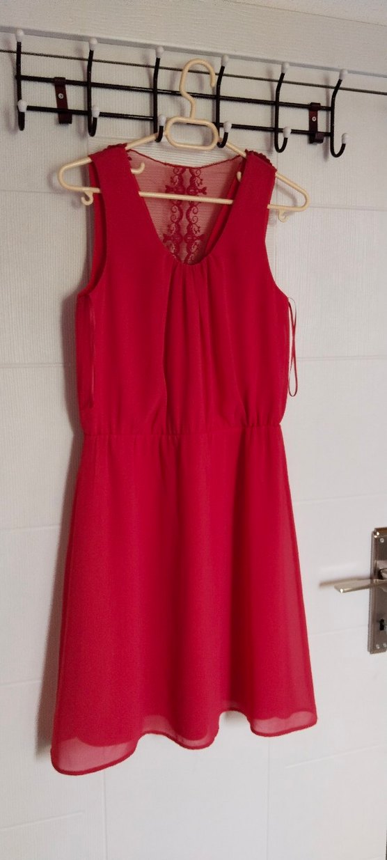 Kırmızı V Yaka Midi Drape Detaylı Abiye Elbise 36 beden - Görsel 2