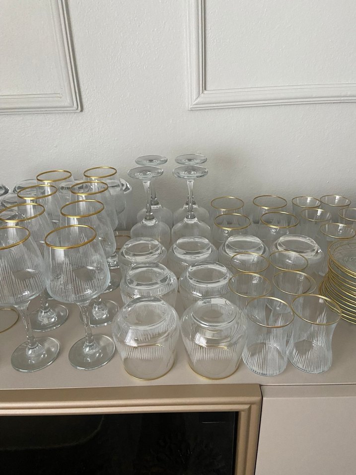 Altın Detaylı Cam Bardak ve Sürahi Seti - Görsel 2