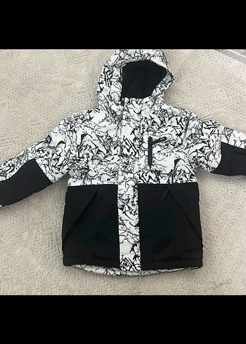 Cocuk Beyaz Siyah Bağlamalı Boya Kayak Ceketi - Görsel 2