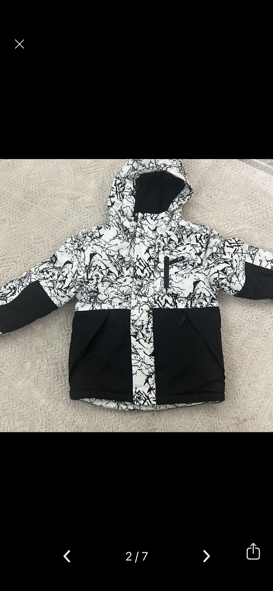 Cocuk Beyaz Siyah Bağlamalı Boya Kayak Ceketi - Görsel 2