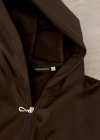 Kapüşonlu Uzun Kahverengi Kadın Yağmurluk - Görsel 2