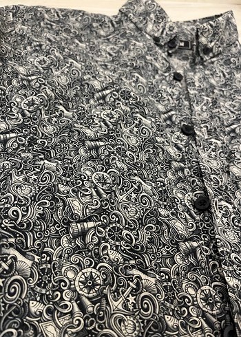 Bohem Desenli Gri Uzun Kollu Erkek Gömlek - Görsel 2