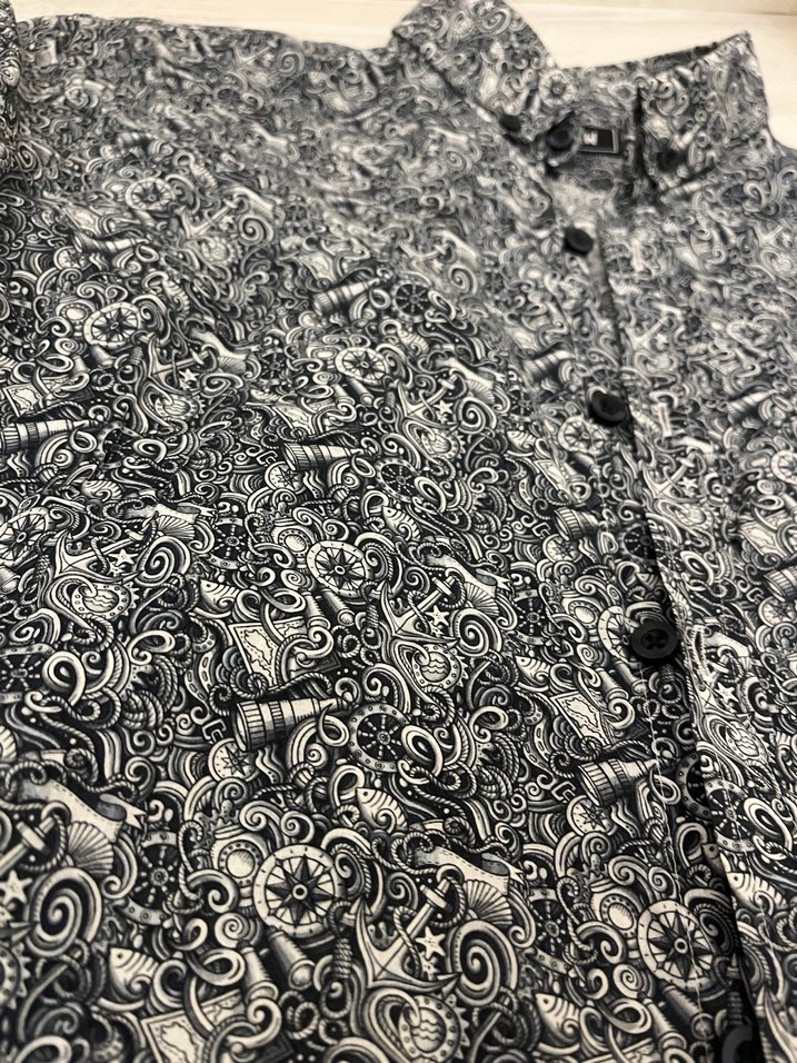 Bohem Desenli Gri Uzun Kollu Erkek Gömlek - Görsel 2