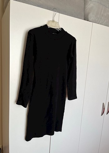 Uzun Kollu Siyah Dar Triko Elbise - Görsel 4