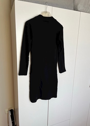 Uzun Kollu Siyah Dar Triko Elbise - Görsel 8