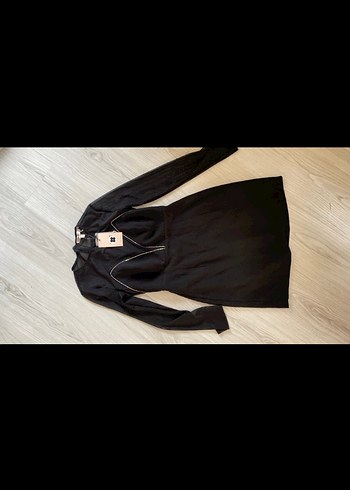 Taş Detaylı Siyah Transparan Midi Elbise - Görsel 4