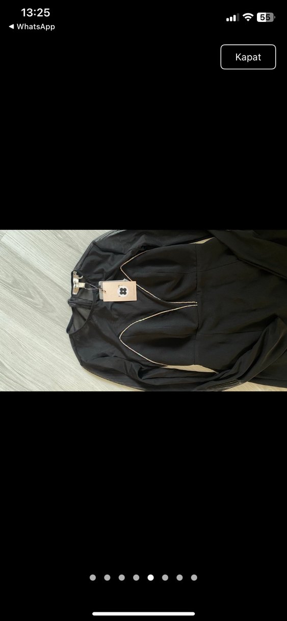 Taş Detaylı Siyah Transparan Midi Elbise - Görsel 3