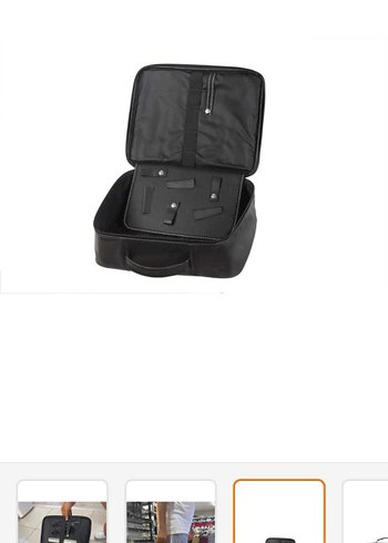 Siyah Deri Fermuarlı Makyaj Çantası - Görsel 3