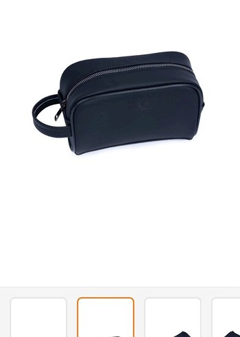 Siyah Deri Kadın Makyaj Çantası - Görsel 3