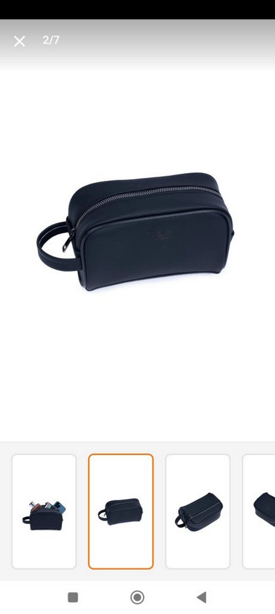 Siyah Deri Kadın Makyaj Çantası - Görsel 3