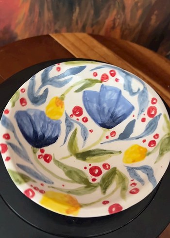 Çiçek Desenli Renkli Bohem Tabak - Görsel 4