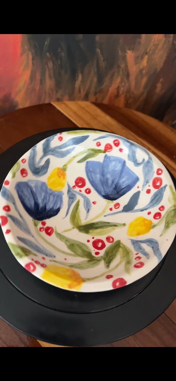 Çiçek Desenli Renkli Bohem Tabak - Görsel 4