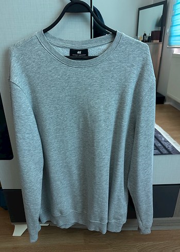 H&M Gri Melanj Bisiklet Yaka Sweatshirt